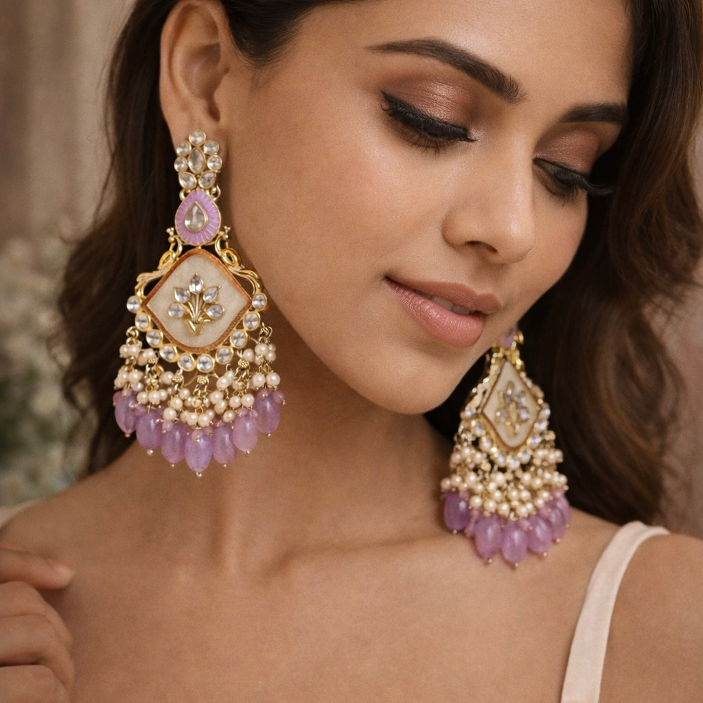 Soft Pastel Kundan Earrings