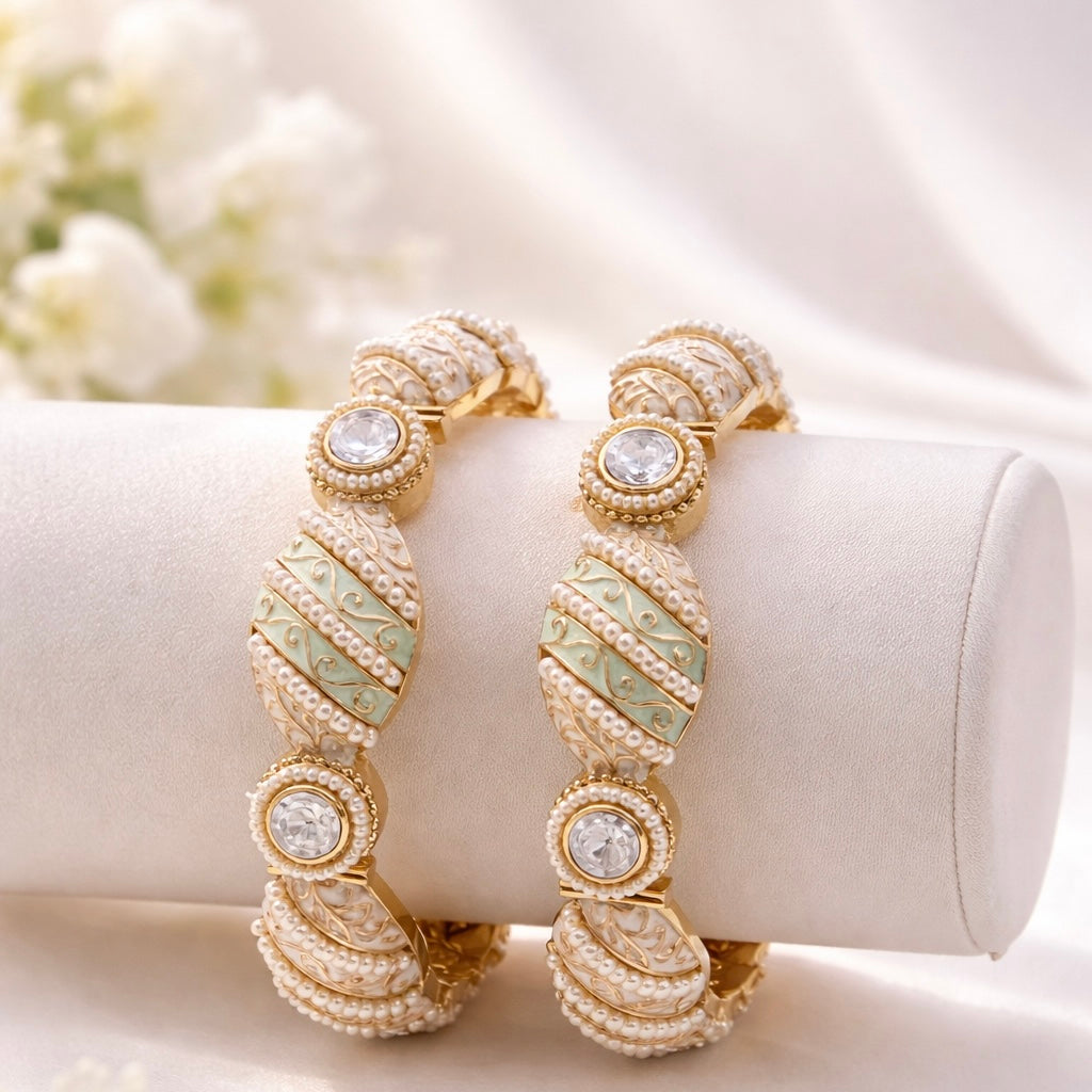 Rajwadi Matt Plated Meenakari Openable Bangles Set