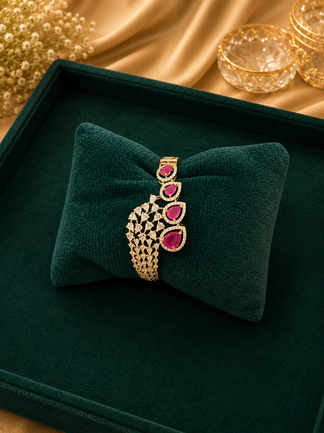 Ruby Teardrop Statement Bracelet for Women