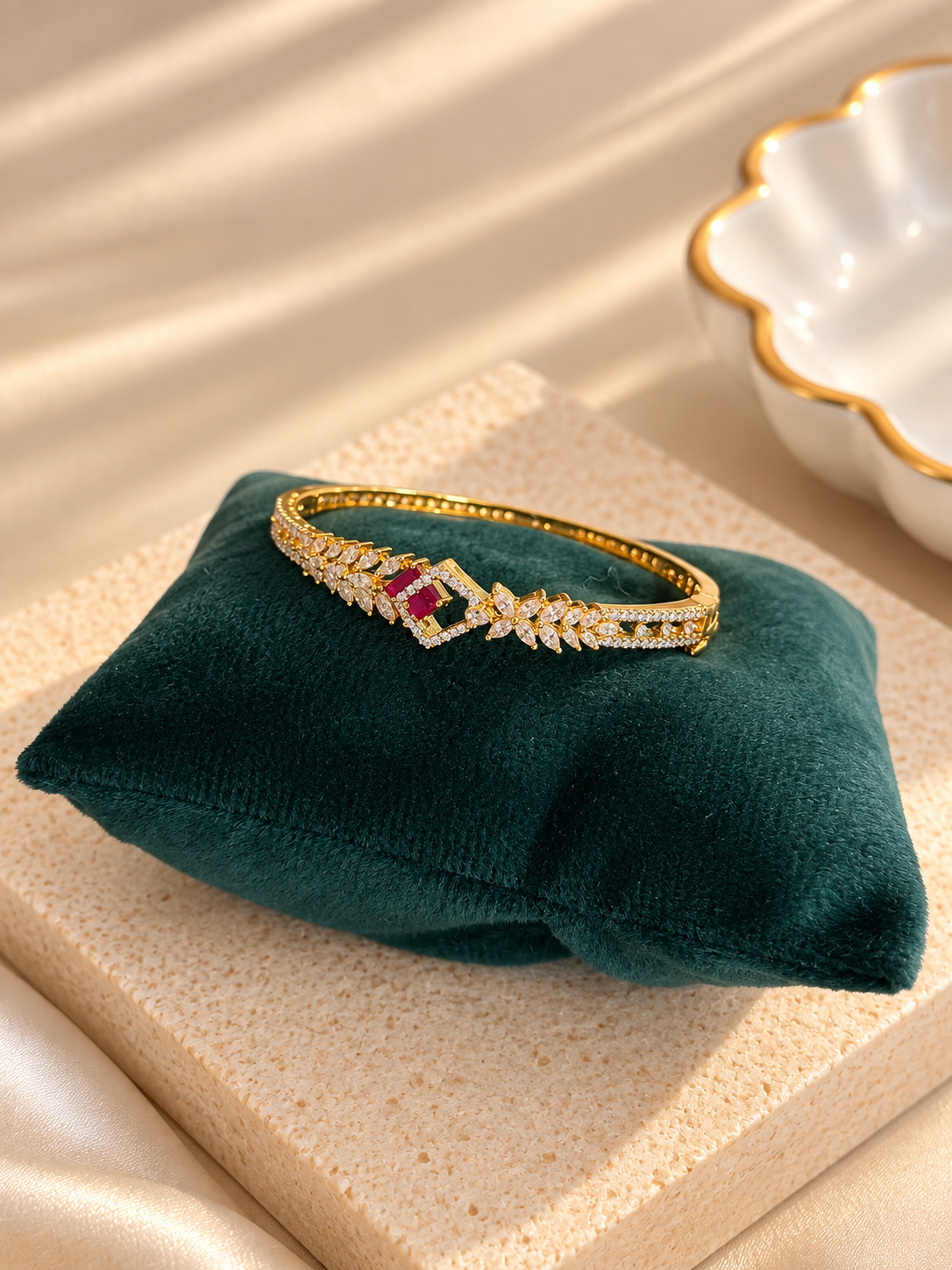 Ruby Diamond Look Gold Bracelet