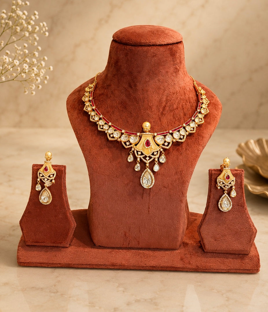 Ruby Kundan Choker Set | Traditional Polki Style Bridal Jewellery