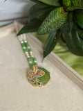 Emerald Floral Pendant Set | Green Beaded Necklace Set | Anti Tarnish Jewellery