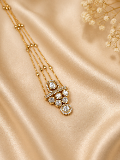 Dual Layer Crystal Pendant Necklace Set