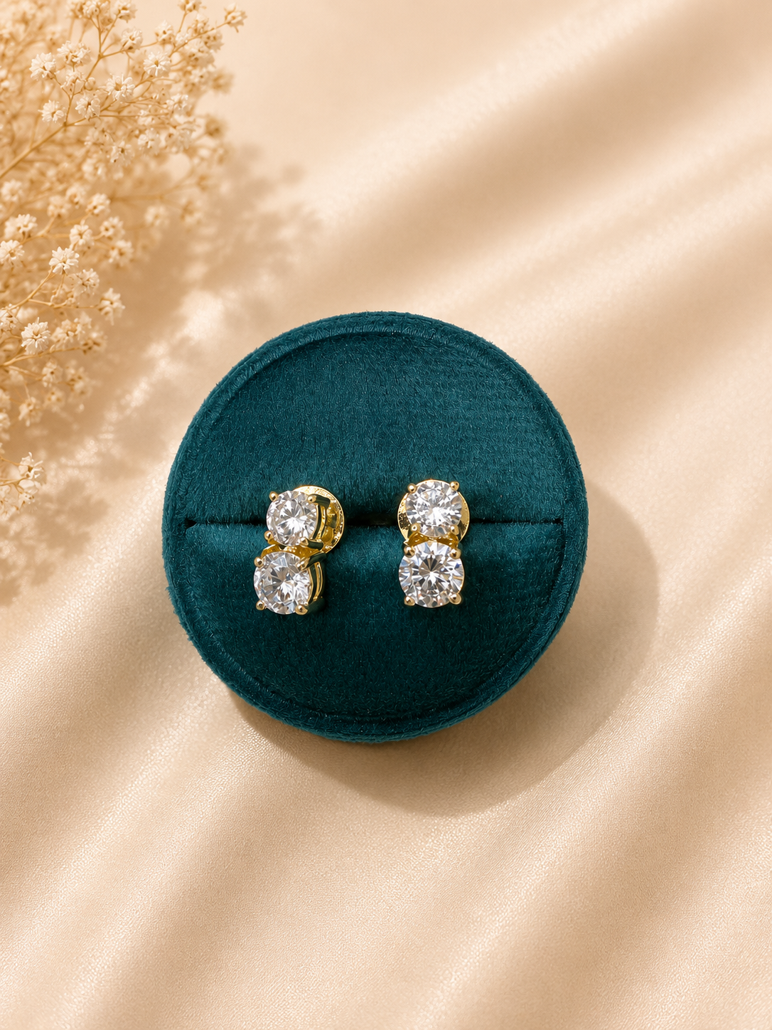 Classic Crystal Tennis Necklace Set with Stud Earrings