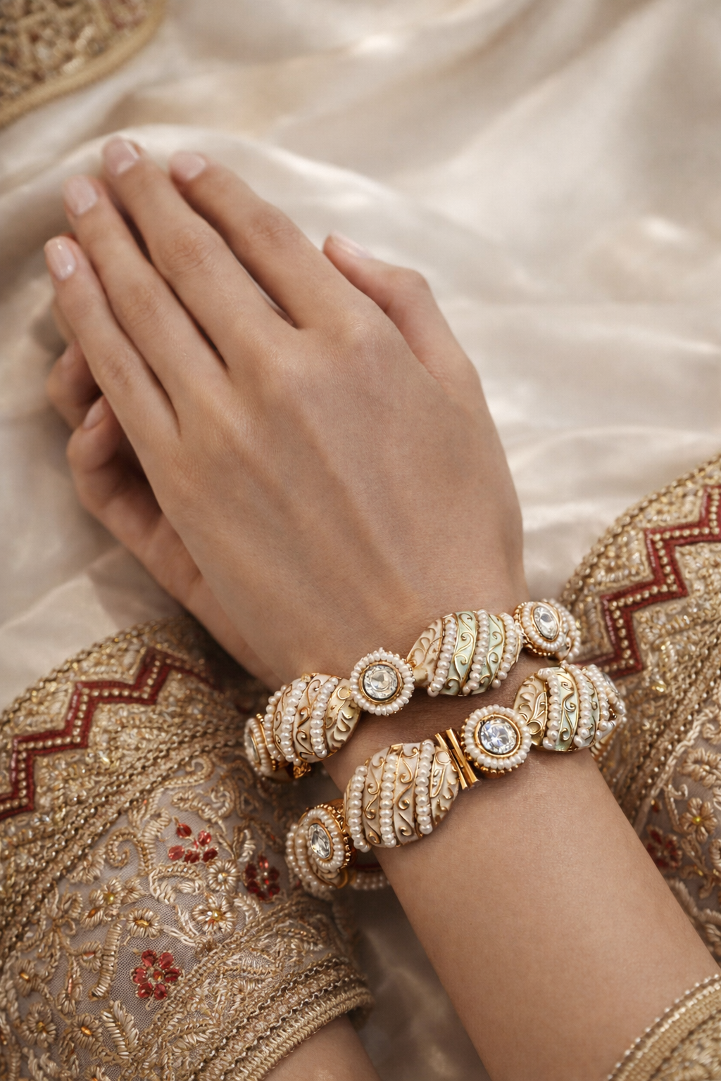 Rajwadi Matt Plated Meenakari Openable Bangles Set