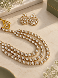 Gold Look Round Polki Necklace Set