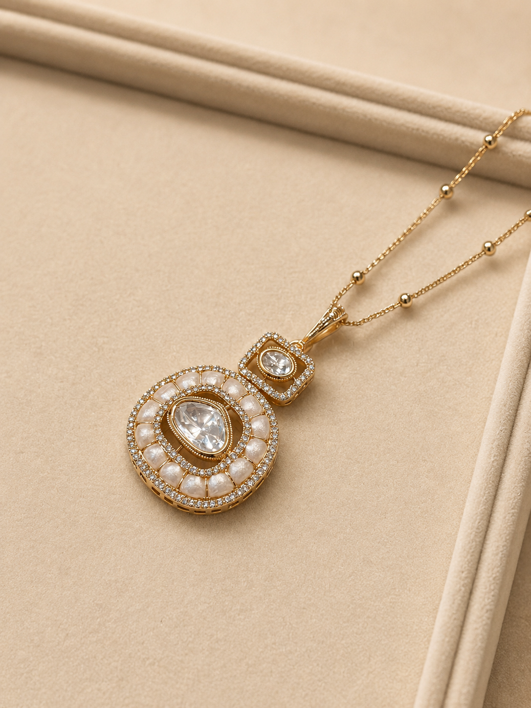Pearl Halo Pendant Necklace Set