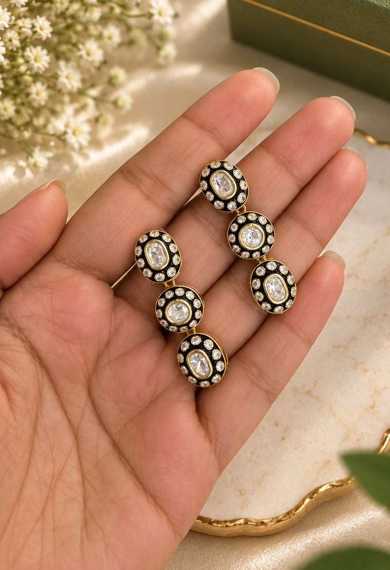 Polki Look Floral Choker Necklace Set with Matching Earrings
