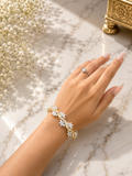 Diamond Look Floral Gold Finish Bracelet | Premium Anti Tarnish Bracelet for Women
