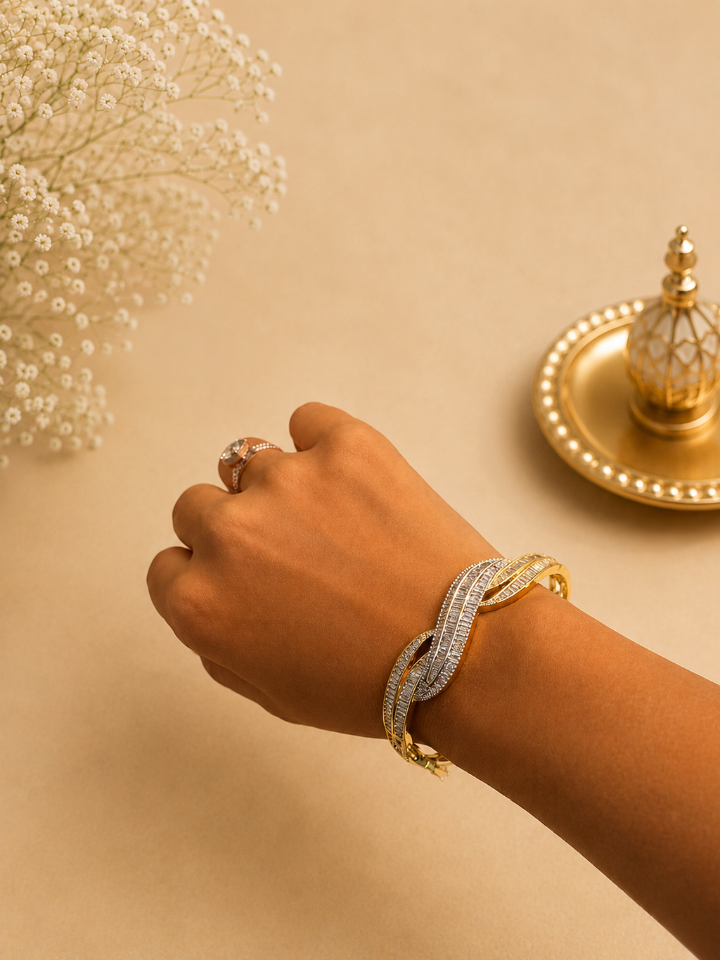Infinity American Diamond Bracelet | Designer CZ Open Cuff Bracelet for Women