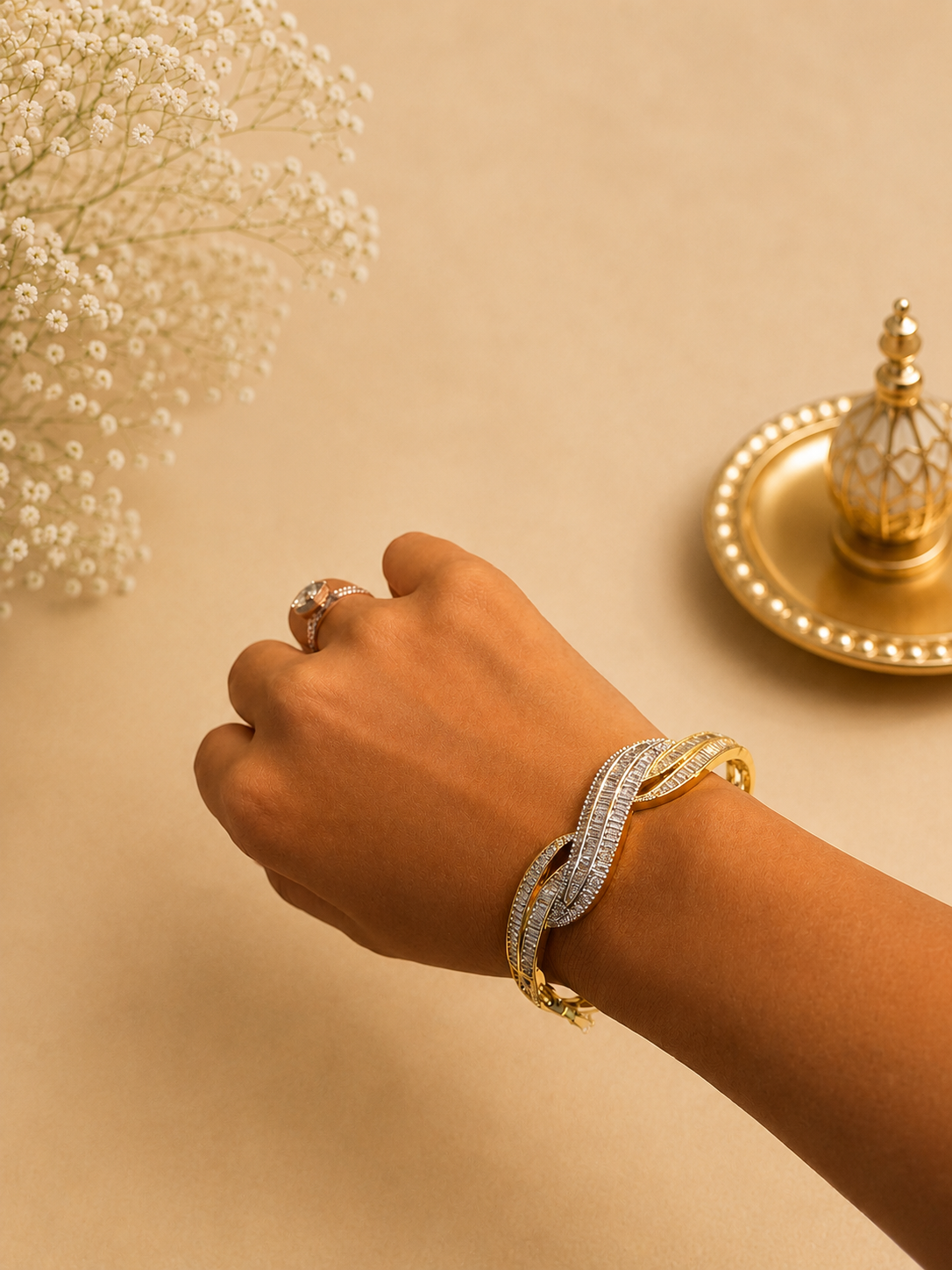 Infinity American Diamond Bracelet | Designer CZ Open Cuff Bracelet for Women