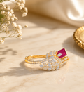 Ruby Red American Diamond Bracelet | Designer CZ Open Cuff Bracelet for Women