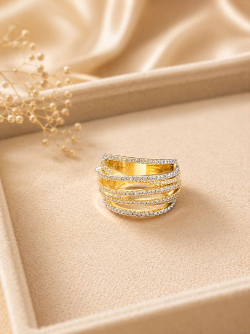 Adjustable luxury Multi Layer Crystal Ring for Women