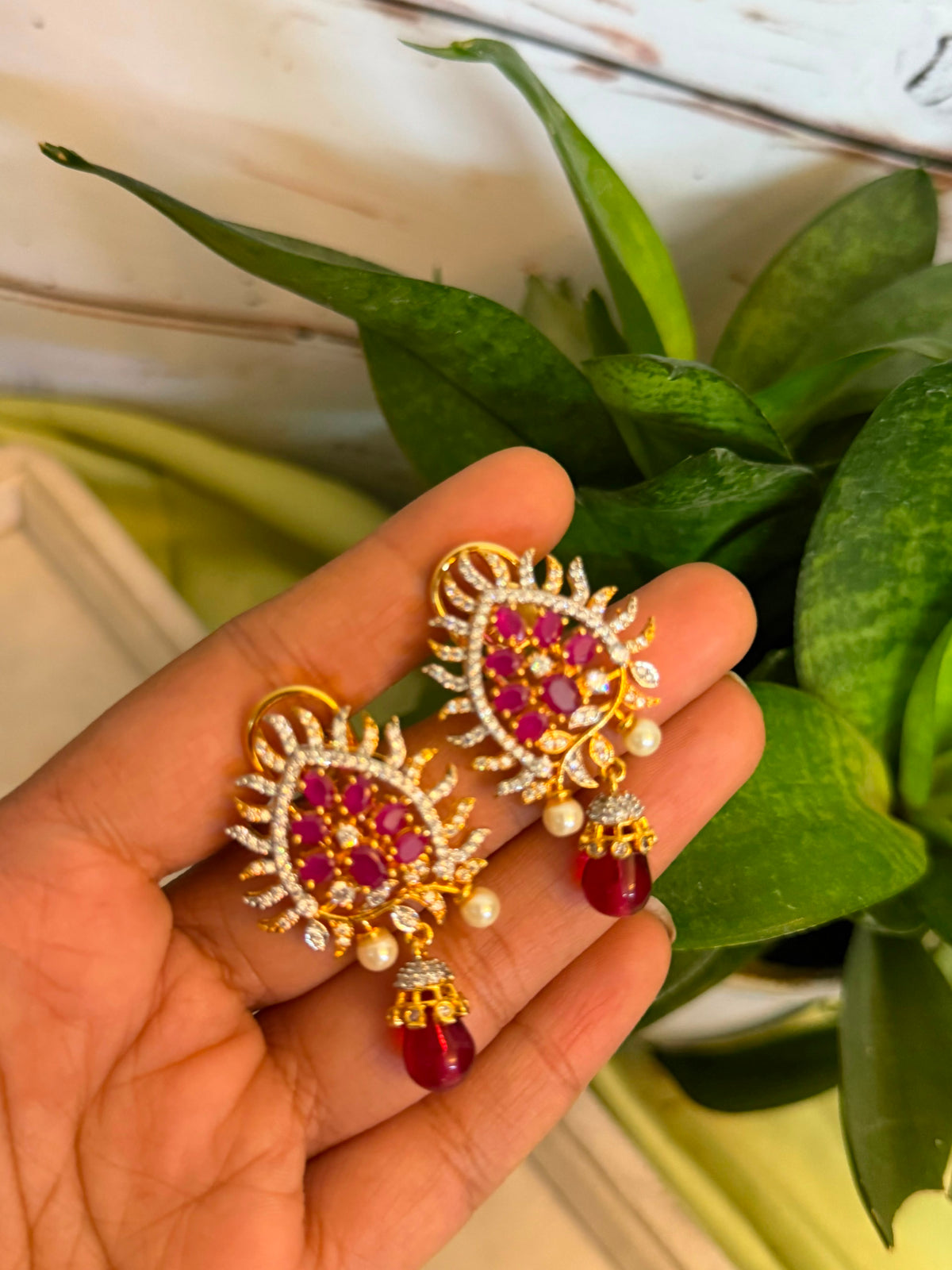 Red Krishna Pendant Necklace Set | Temple Jewellery | House of Orna