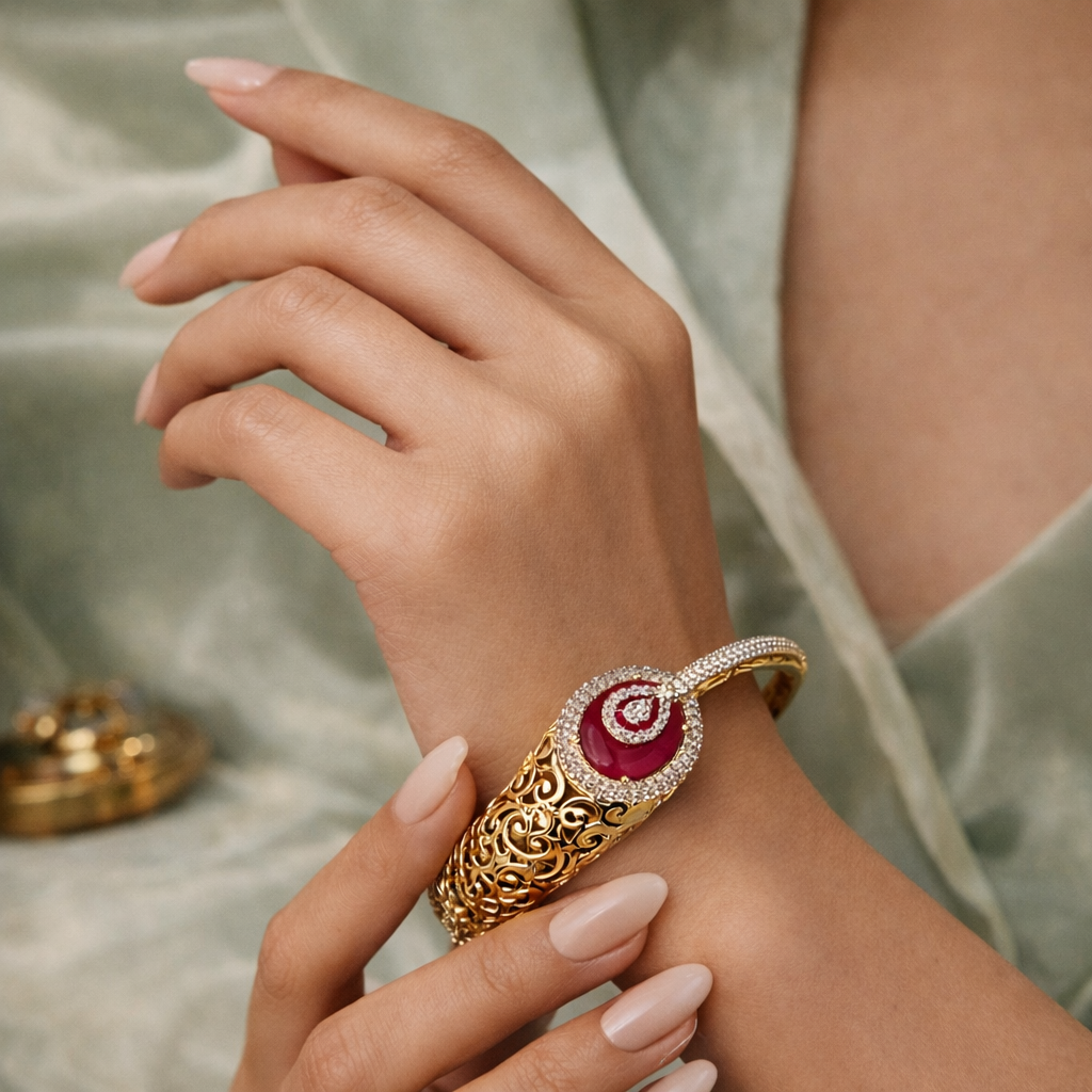 AD Diamond Red stone Bangle