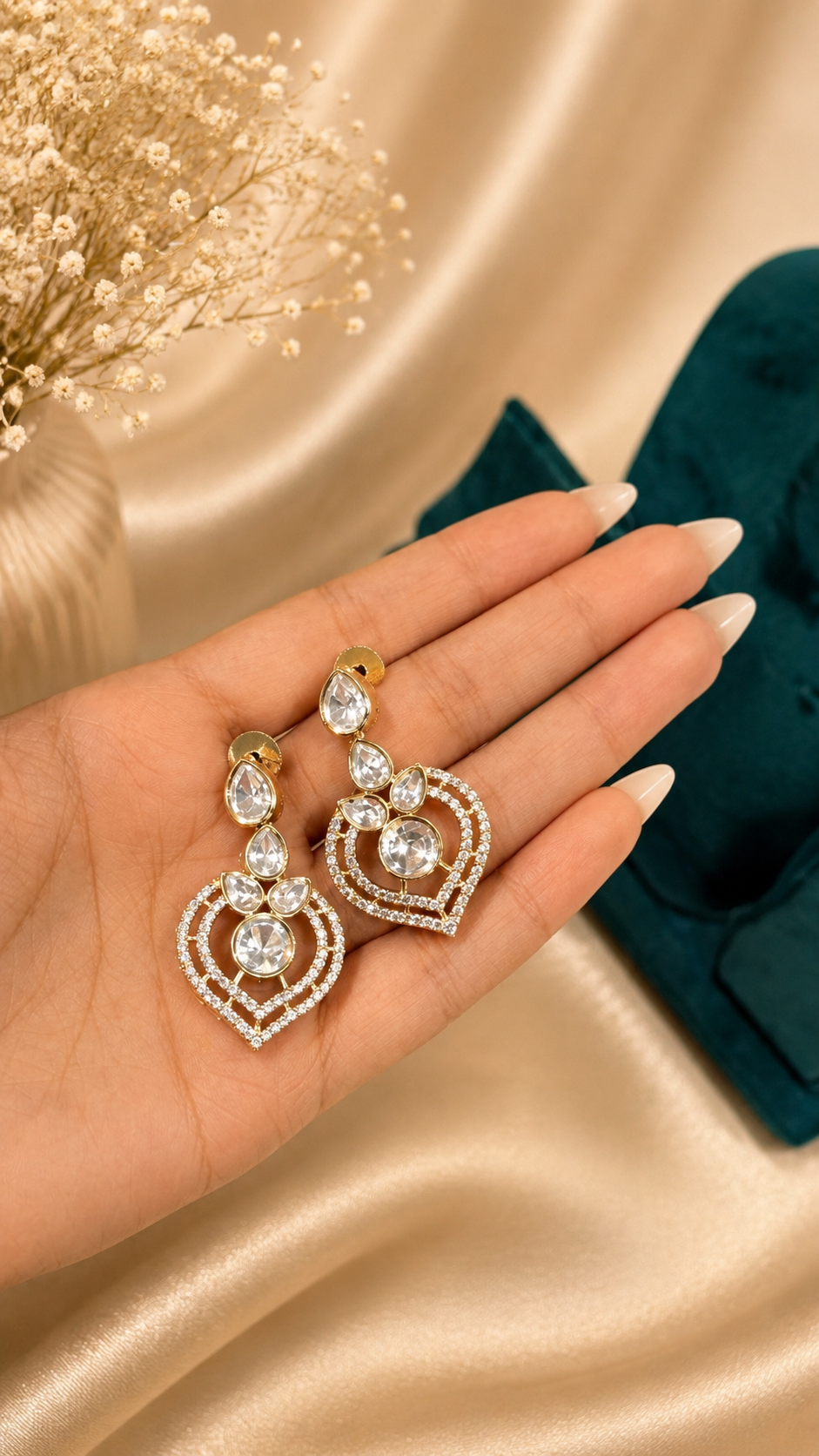 Crystal Heart Pendant Necklace Set