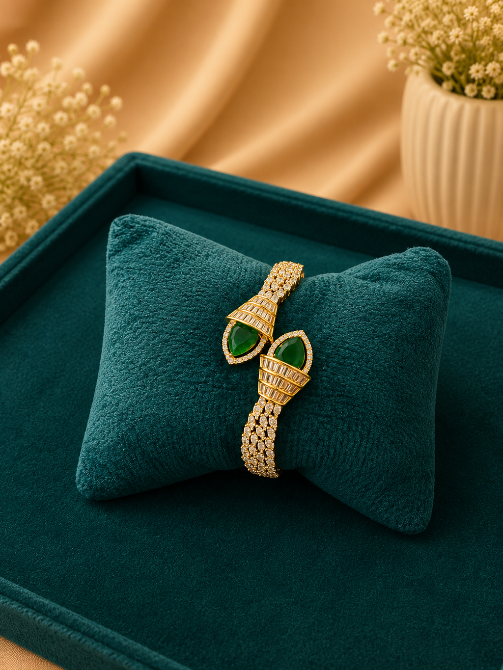 Emerald Crystal Statement Bracelet for Women