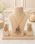 Radha Krishna Pendant Necklace Set