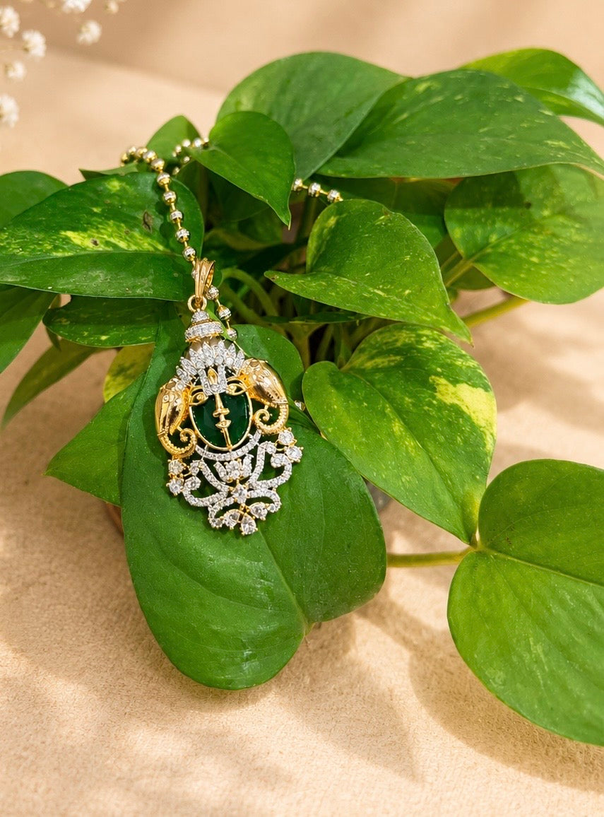 Emerald Pendant Set with Chain | Diamond Look Jewellery Gift Set