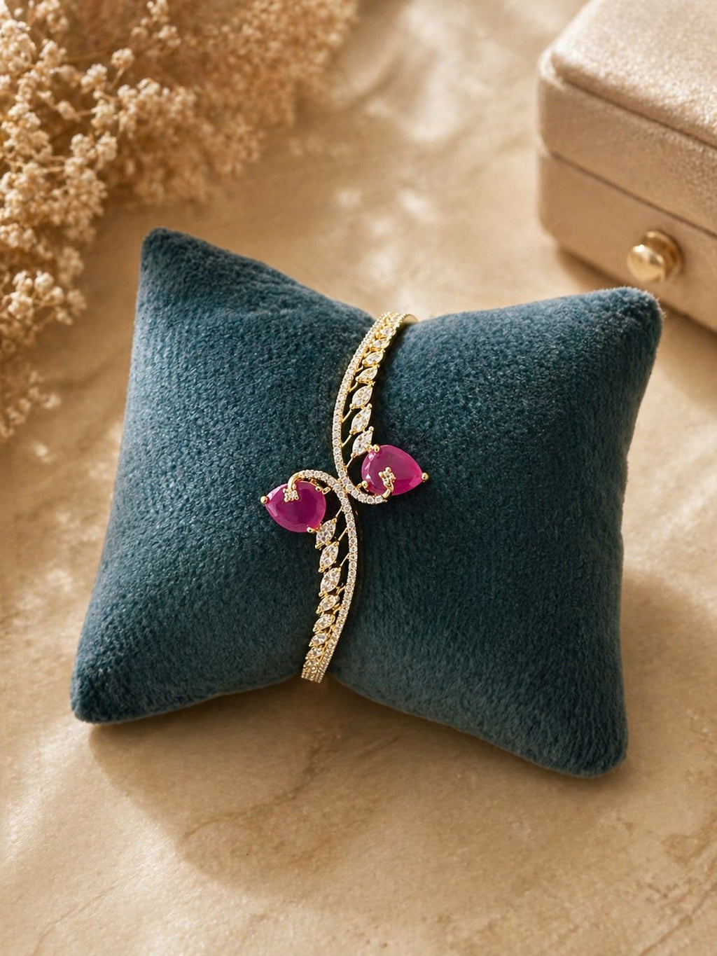 Elegant Teardrop Gemstone Bracelet with Crystal Halo Detailing