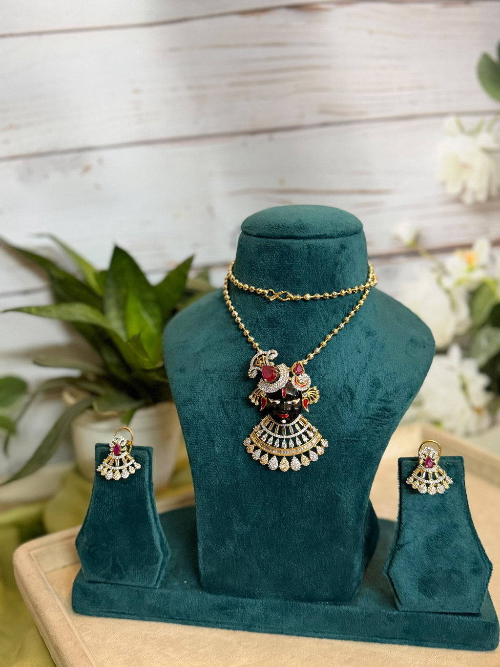 Black Meenakari Diamond Look Necklace Set