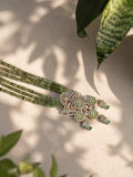 Green Pearl Floral Statement Necklace Set | Gold-Tone CZ Jewellery