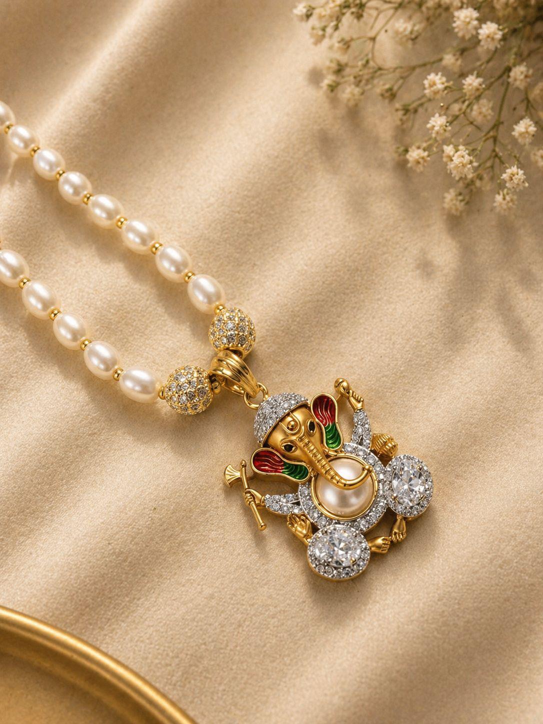 Pearl Ganesha Pendant Necklace Set