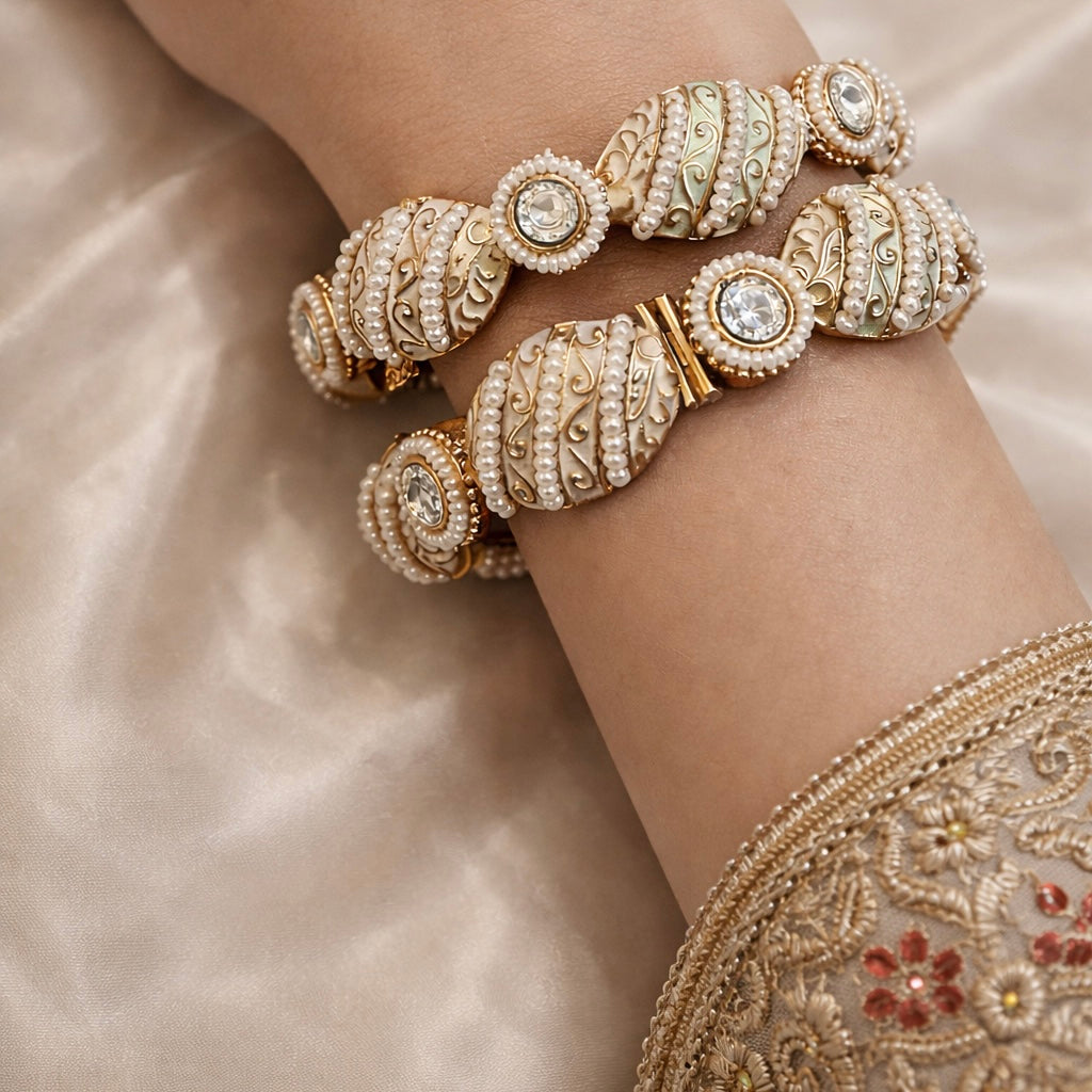 Rajwadi Matt Plated Meenakari Openable Bangles Set