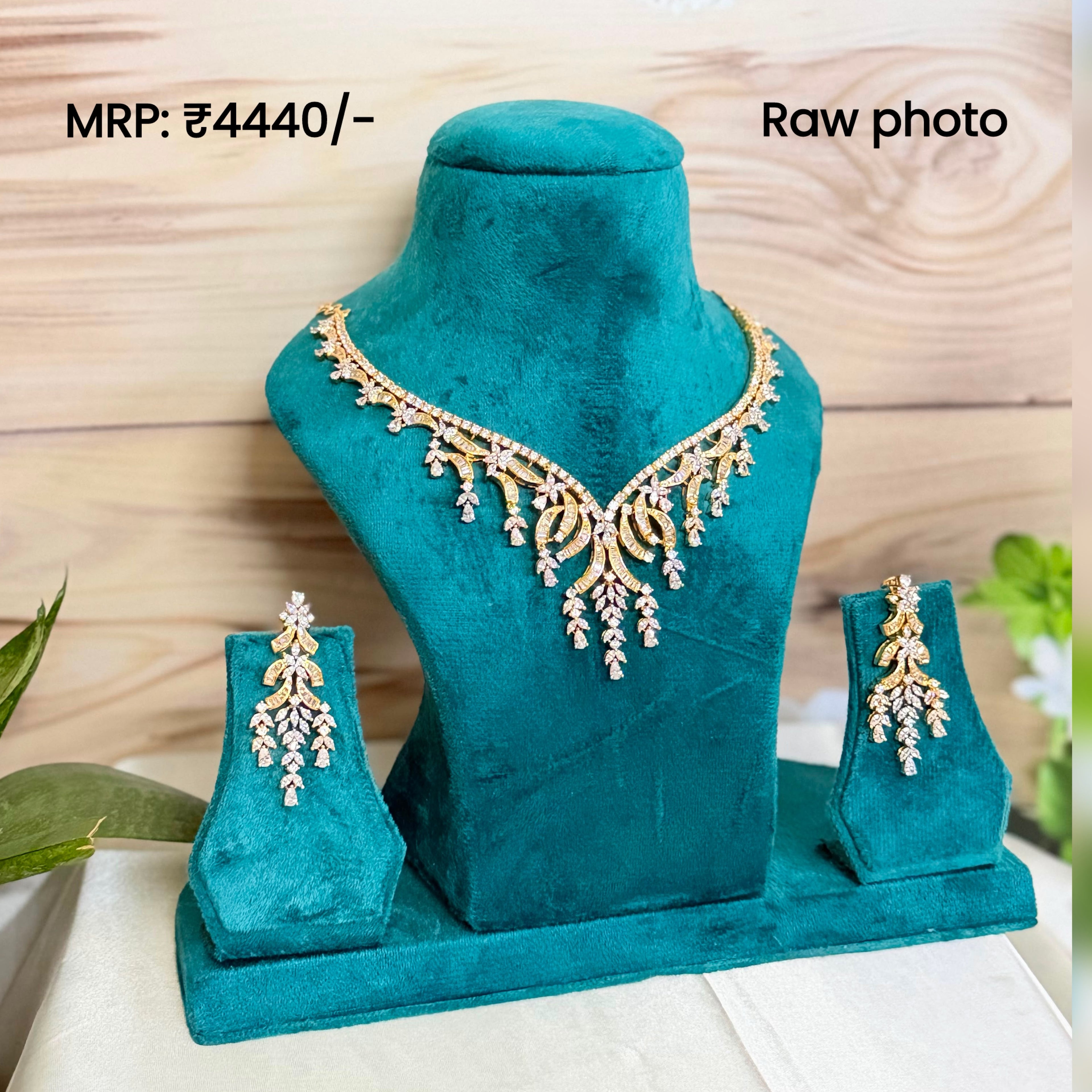 Diamond Cascade Necklace Set | Luxury Statement Diamond Look Jewellery