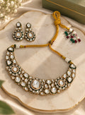 Green Kundan Necklace Set with Pearl Drops