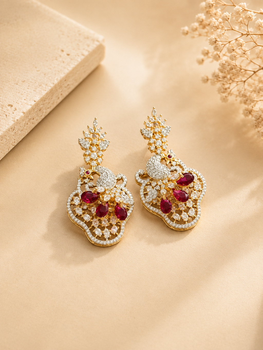 Ruby Stone Designer Pendant Necklace Set for Women | Party Wear Jewellery
