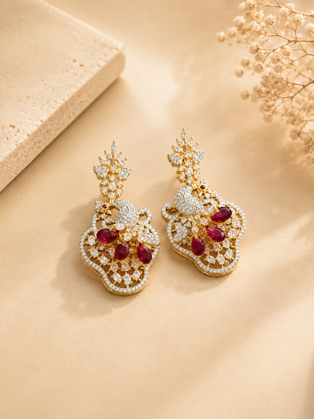Ruby Stone Designer Pendant Necklace Set for Women | Party Wear Jewellery