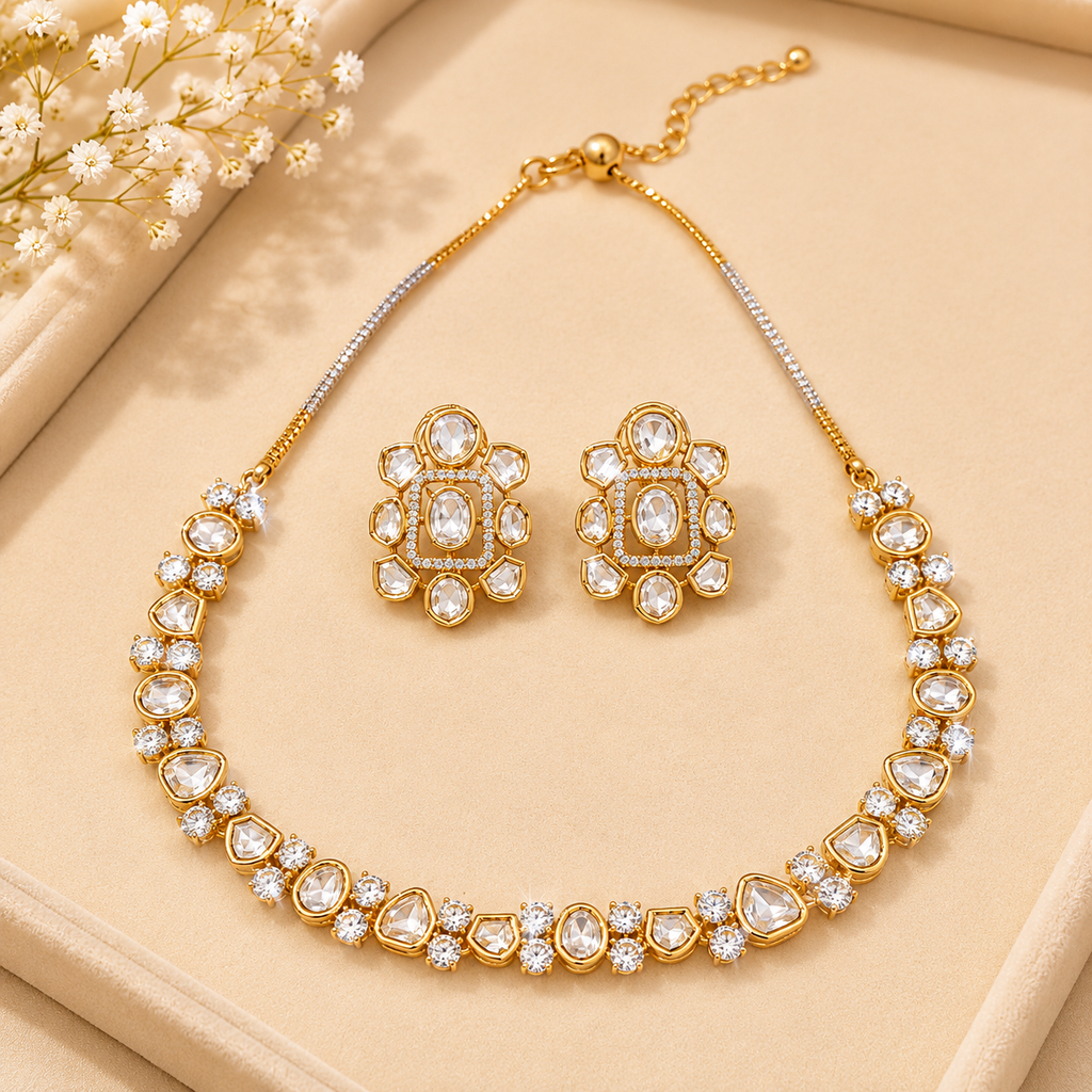 Royal Kundan Choker Necklace Set with Statement Earrings