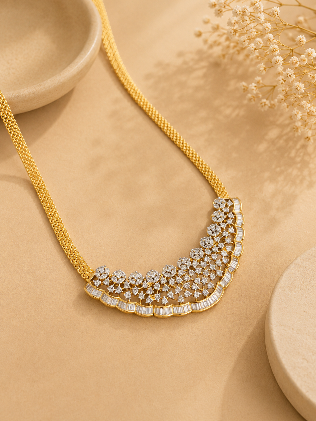 American Diamond Statement Necklace Set with Earrings for Women | Party & Wedding Jewellery