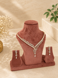Celeste V-Layer Diamond Look Necklace Set | Elegant American Diamond Bridal Jewellery