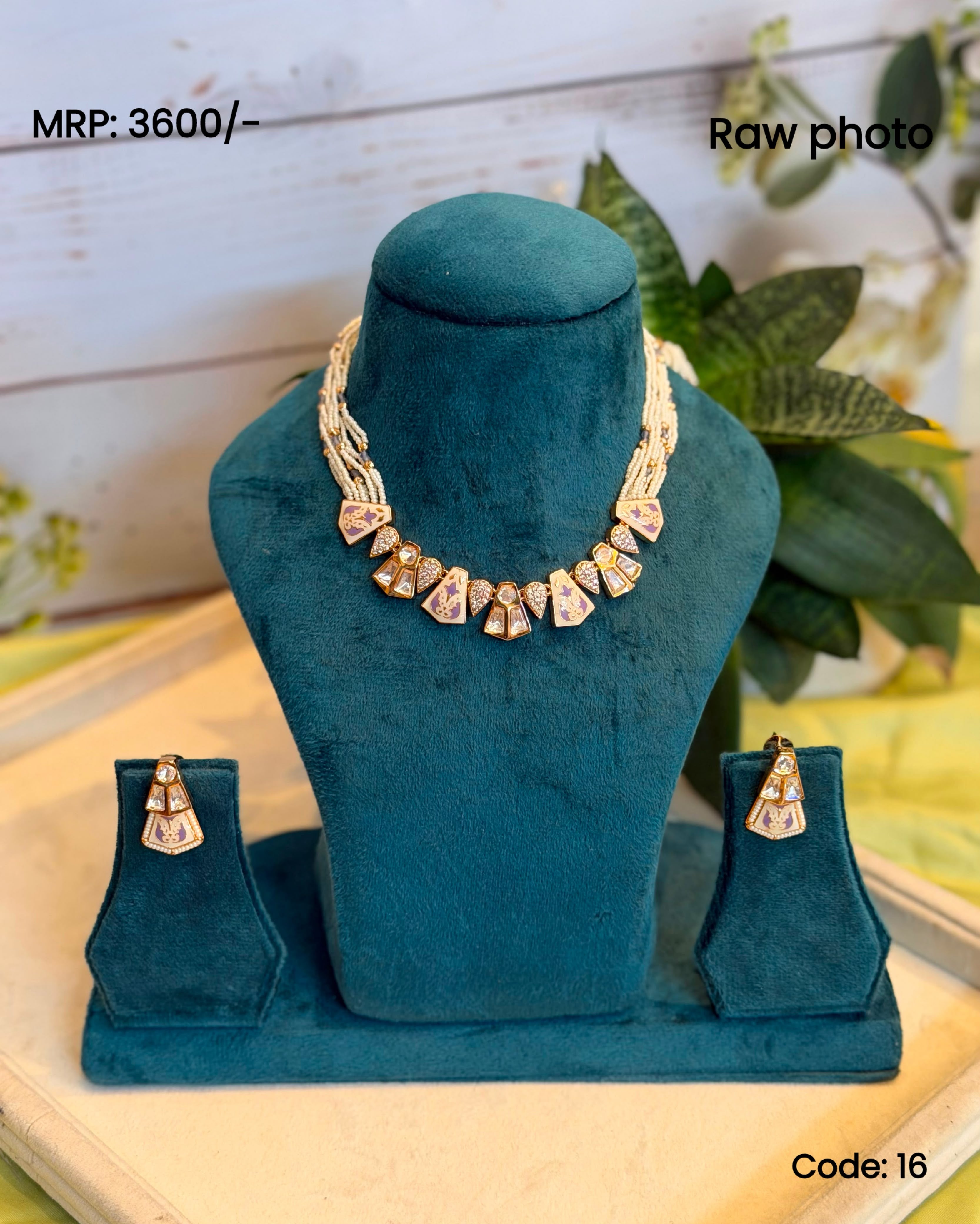 Pastel Kundan Pearl Necklace Set | Lavender Enamel Statement Jewellery | Anti Tarnish