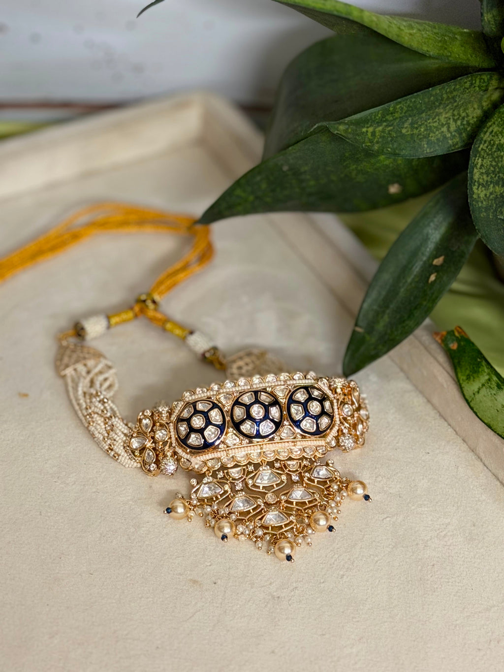 Victorian Kundan Choker Set | Pearl Choker Necklace | Antique Gold Jewellery | Anti Tarnish