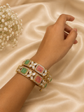 Pastel Stone Kundan Bracelet Set