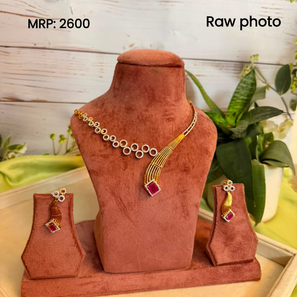 Ruby Geometric Statement Necklace Set