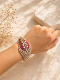 Ruby Pink Pearl Statement Bracelet