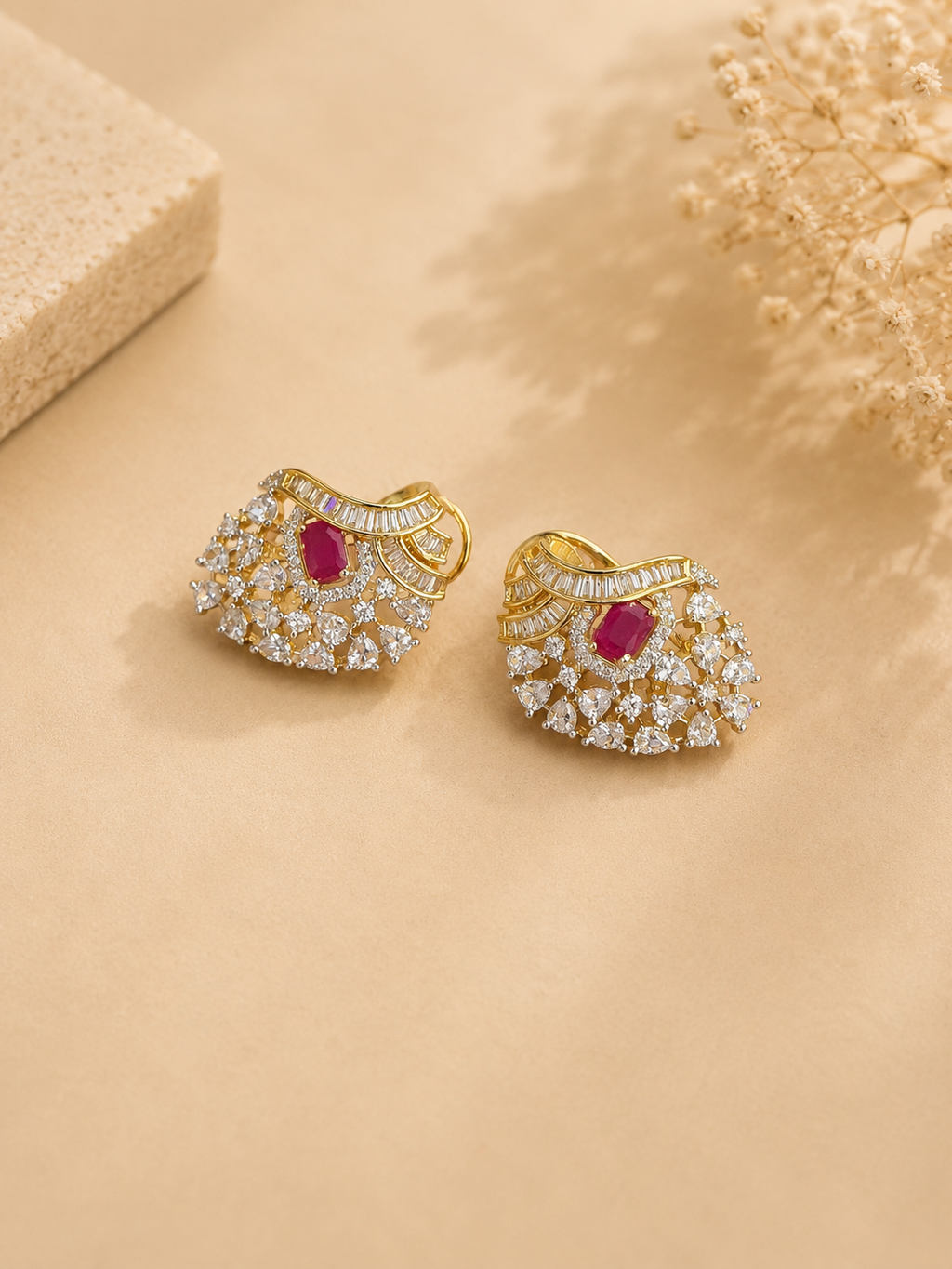 Ruby Stone Designer Pendant Necklace Set for Women | Statement Party Wear Jewellery