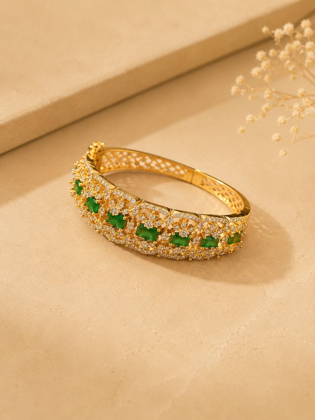 Elegant Ruby Diamond Open Cuff Bracelet for Women