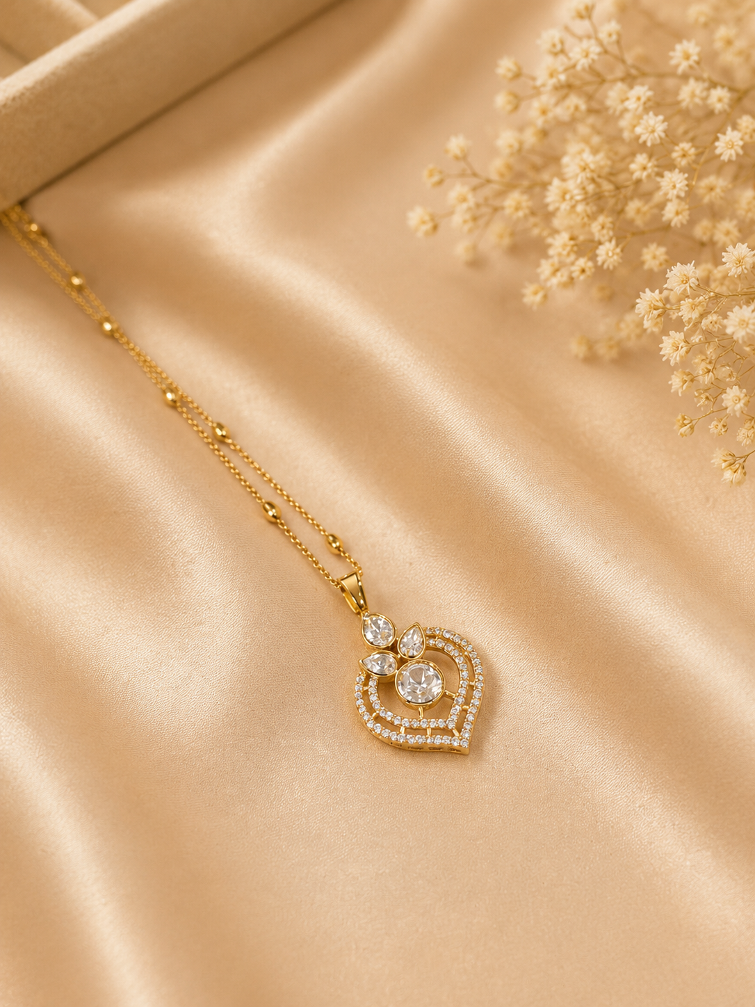 Crystal Heart Pendant Necklace Set