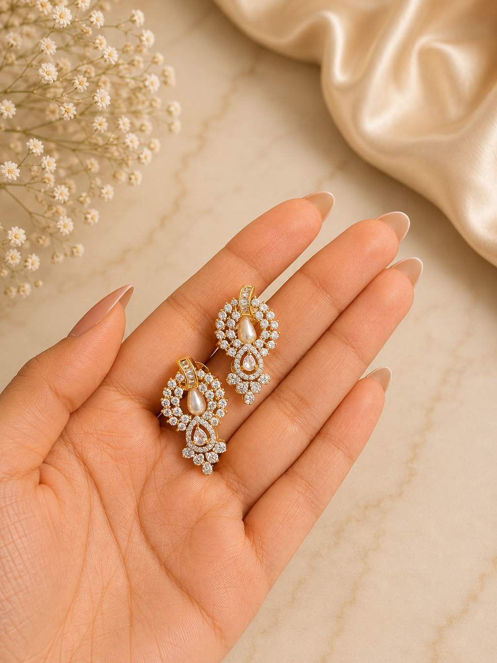 Pearl Drop Diamond Look Pendant Set | Elegant Everyday Jewellery