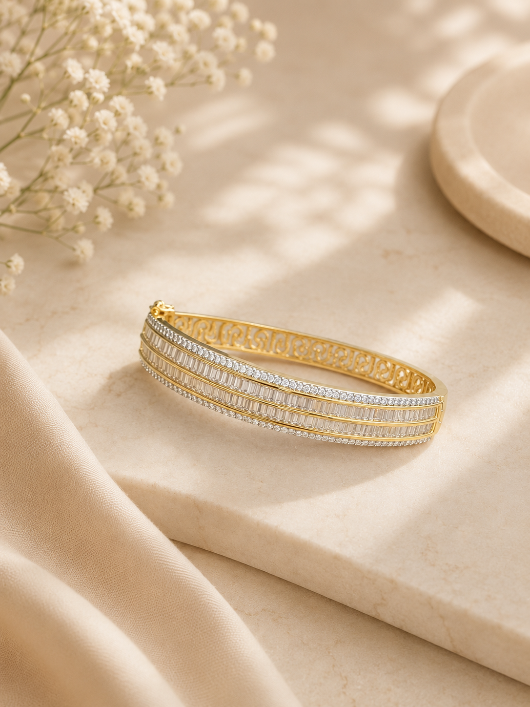 Infinity Baguette Diamond Look Bracelet | American Diamond Kada for Women