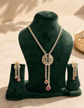 Ruby Cascade Diamond Look Necklace Set | American Diamond Drop Jewellery