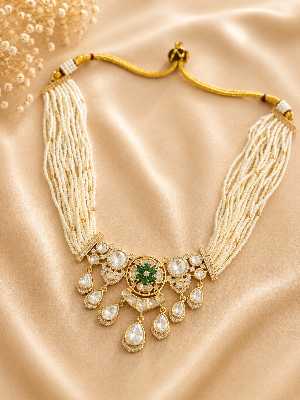 Kundan Pearl Choker Necklace Set with Earrings for Women | Bridal Wedding Jewellery