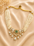 Kundan Pearl Choker Necklace Set with Earrings for Women | Bridal Wedding Jewellery