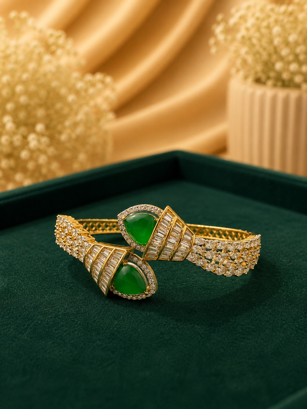 Emerald Crystal Statement Bracelet for Women