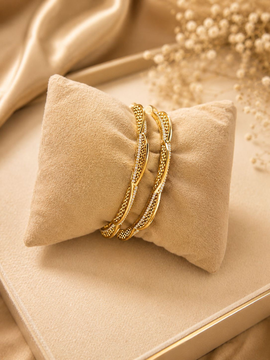 Elegant Twisted Gold Bangles Set for Women